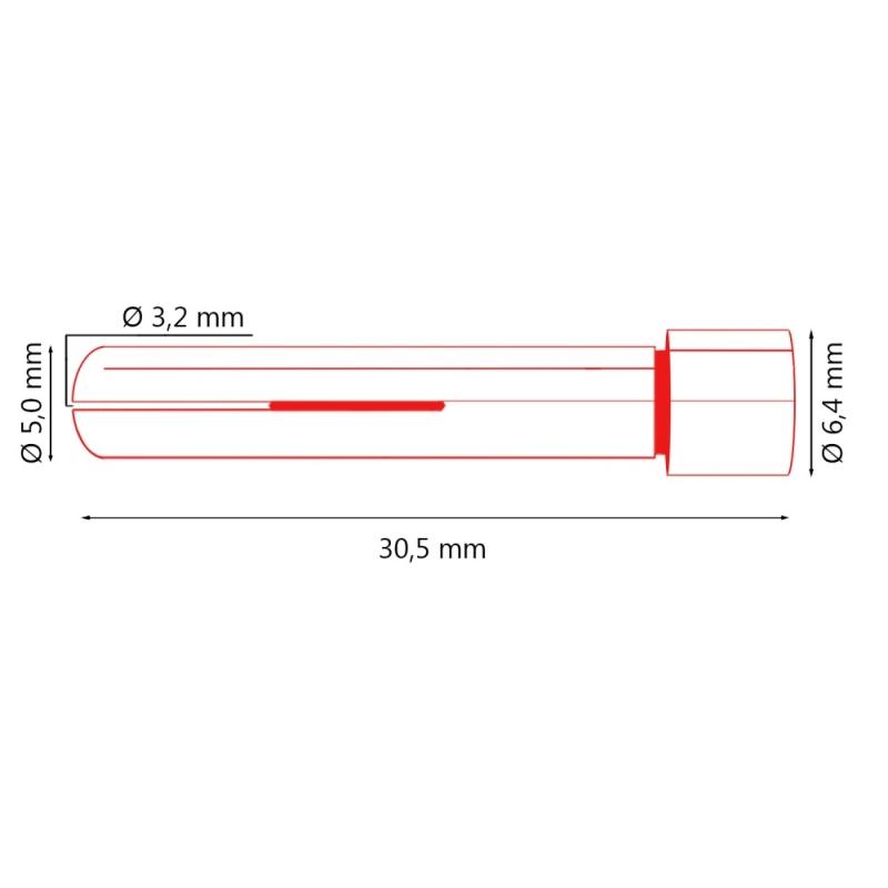 Цанга Parker укороченная для газовой линзы 3,2x30,5 мм (TIG)